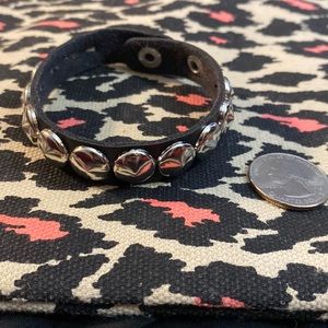 Thin pleather bracelet with silver punk / alternative / goth NWOT